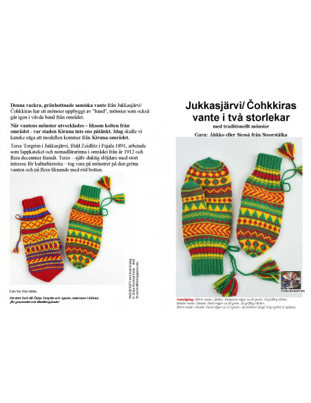 Stickbeskrivning Jukkasjärvi vuxenvante i två storlekar